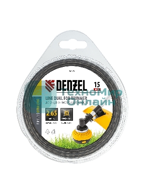 Леска для триммера Denzel двухкомпонентная квадрат 2,65мм 15 м EXTRA CORD
