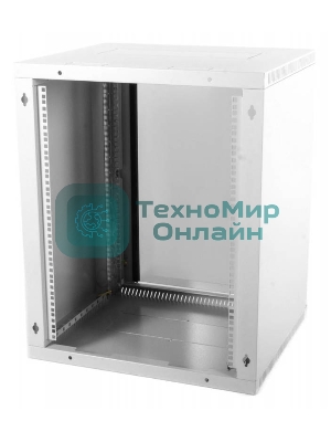Шкаф телеком. настенный разборный 15U (600х650) дверь стекло, серый RAL 7035