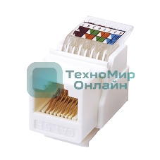 Модуль Rexant Keystone Jack RJ-45(8P8C), UTP неэкранированный, cat.5e, тип 180 градусов,самозажимной, белый