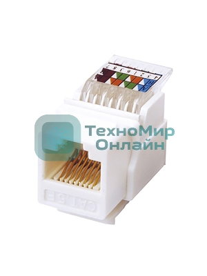 Модуль Rexant Keystone Jack RJ-45(8P8C), UTP неэкранированный, cat.5e, тип 180 градусов,самозажимной, белый
