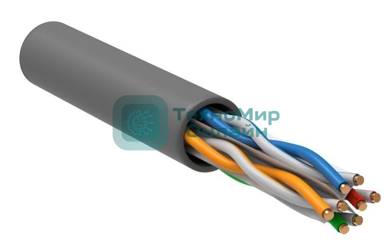 Кабель связи ITK витая пара U/UTP, кат.6, 4 пары 23AWG solid, 305м, ПВХ, серый