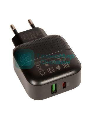 Сетевое зарядное устройство BOROFONE BA46A Premium, один порт USB, один порт Type-C, PD, 18W, 5V, 3.0A, черный