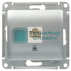 Механизм розетки комп. 1-м СП Glossa RJ45 CAT.5E алюм. SchE GSL000381K