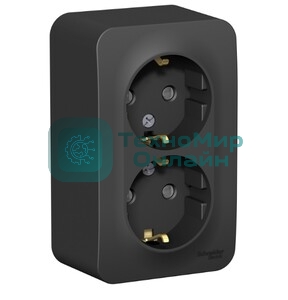 Systeme Electric Blanca наруж Антрацит Розетка 2-ая б/з без шторок 16А, 250В, изолир. пластина