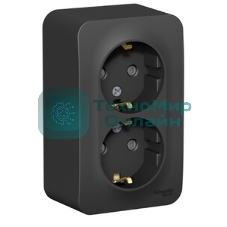 Systeme Electric Blanca наруж Антрацит Розетка 2-ая б/з без шторок 16А, 250В, изолир. пластина