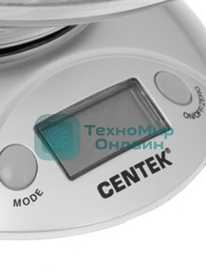 Весы кухонные Centek CT-2451 электронные, чаша, пластик, 5кг серебро/черный