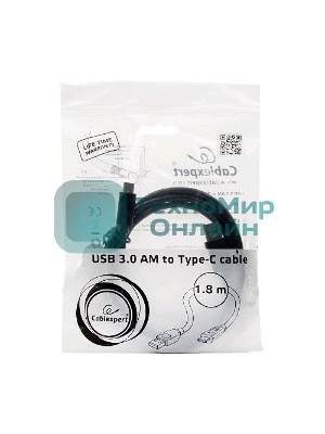 Кабель Cablexpert CCP-USB3-AMCM-6 Кабель USB3.0 AM/USB3.1TypeC, 1.8м, 