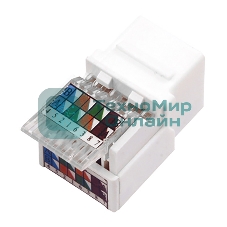 Модуль Rexant Keystone Jack RJ-45(8P8C), UTP неэкранированный, cat.5e, тип 180 градусов,самозажимной, белый