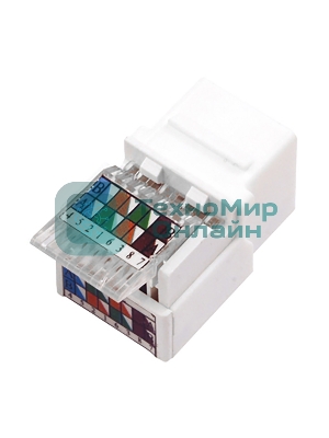 Модуль Rexant Keystone Jack RJ-45(8P8C), UTP неэкранированный, cat.5e, тип 180 градусов,самозажимной, белый