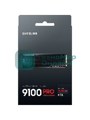 Накопитель SSD 4Tb Samsung 9100 PRO, M.2, PCI-E 5.0 x4, TLC 3D NAND R/W - 14800/13400 Mb/s с радиатором
