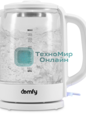 Чайник электрический Domfy DSW-EK304 1.7л. 2200Вт белый (корпус: стекло)