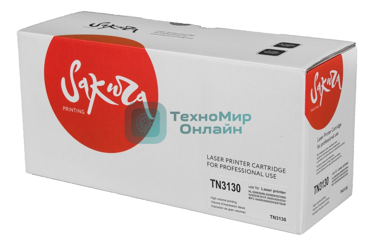 Картридж лазерный Sakura TN3130 для Brother HL-5240, HL-5240L, HL-5250DN, HL-5270DN, HL-5280DW, DCP-8060, DCP-8065DN, MFC-8460N, MFC-8860DN, MFC-8870DW, черный 3500 к.