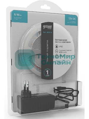 Лента светодиодная Basic в комплекте Gauss 12V 6W/m 600lm/m 4000 IP65 LED 5m 1/80