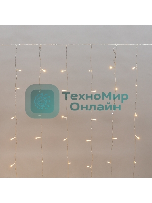 Гирлянда Neon-night Дождь светодиодный 2х1,5м, эффект мерцания, прозрачный провод, IP44, 230В, диоды теплые белые, 150 LED
