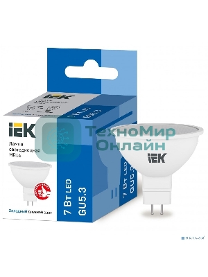 Лампа светодиодная IEK LLE-MR16-7-230-65-GU5 ECO MR16 софит 7Вт 230В 6500К GU5.3