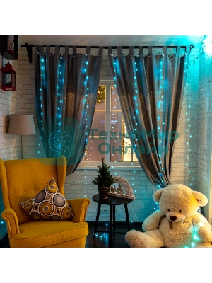 Гирлянда Светодиодный дождь из росы 3х3 м, бирюзовый, USB + пульт управления Neon-night