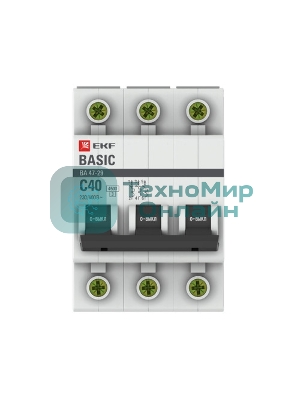 Выключатель автоматический EKF mcb4729-3-40C 3P 40А (C) 4,5кА ВА 47-29 Basic