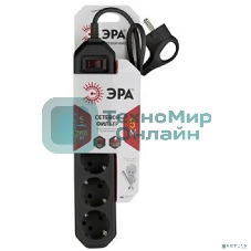Сетевой фильтр ЭРА USF-5es-5m-B черный с заземл, 3x0,75 мм2, с выкл, 5 гн, 5 м (20/500)