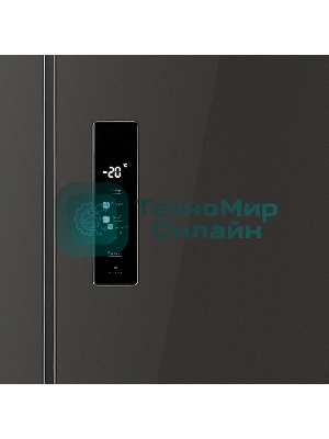 Холодильник Maunfeld MFF183NFSBE черная нержавеющая сталь трехкамерный 270/135л морозилка снизу, NoFrost, Side by Side