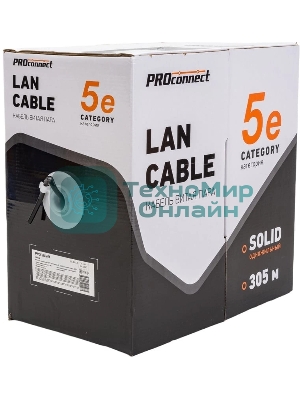 Кабель информационный PROconnect cat.5e UTP 4 пары 24AWG PE внешний 305м черный