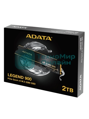Накопитель SSD ADATA LEGEND 900, 2000Gb, PCIe 4.0 x4, 2280, NVMe, R/W 7000/5400, с радиатором