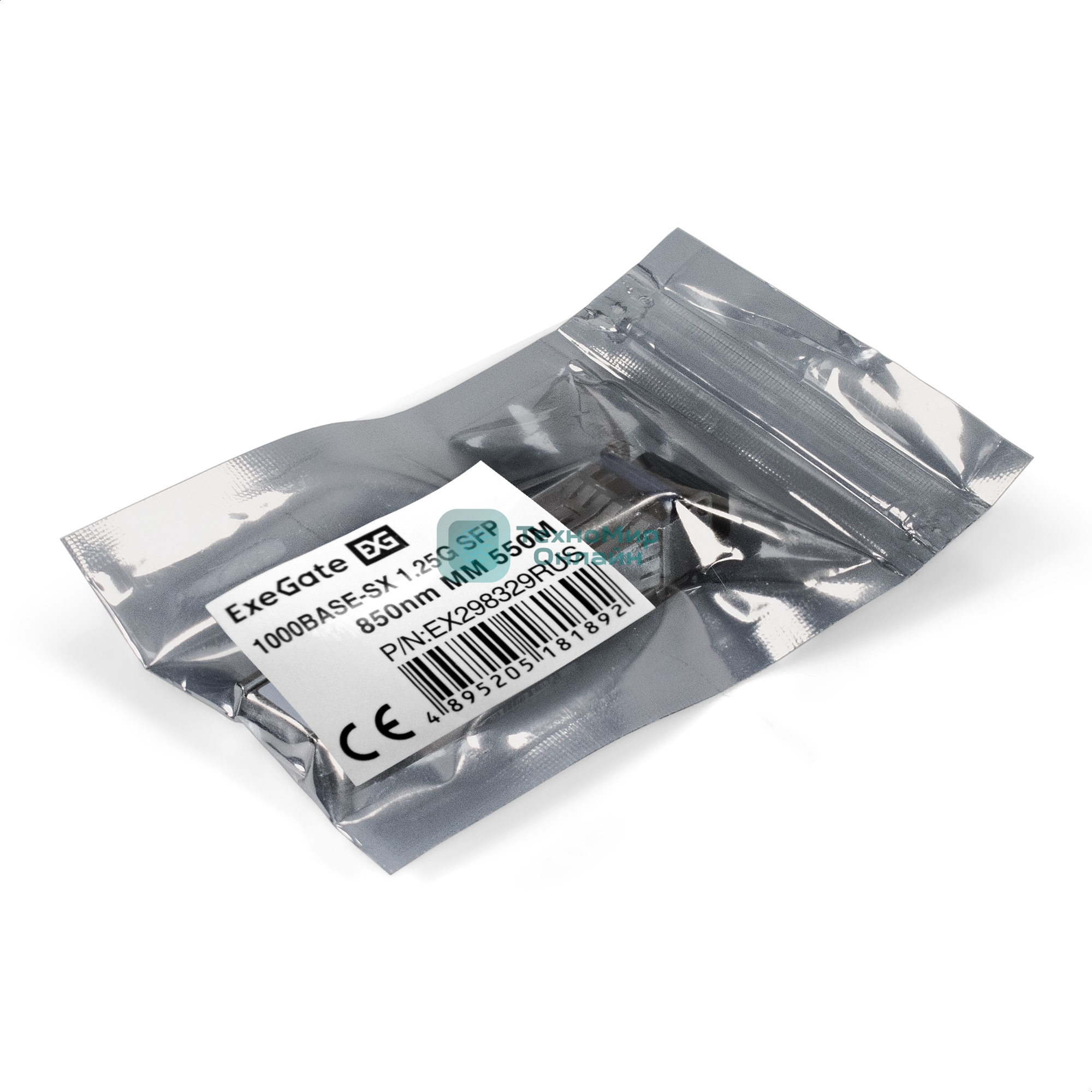 Трансивер SFP EXT-1G-MM850-LC2-550M (1000Base-SX для многомодового оптического кабеля, 1,25 Гбит/с, Tx:850/Rx:850 нм, до 550 м, разъем Duplex LC)