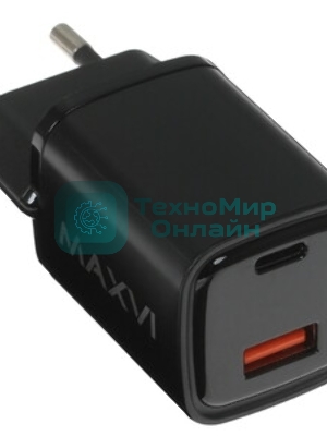 Сетевое зарядное устройство Maxvi A354PD Type-C 20W PD3.0 + USB 2.4A, черный