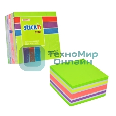 Блок самоклеящийся бумажный Stick`n 21537 76x76 мм, 400 листов, 70 г/м2, неон+пастель, 5 цветов в упаковке