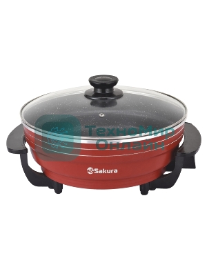 Электросковорода Sakura SA-7716R Master Chef 1800-2000Вт 32х9см кругл красн