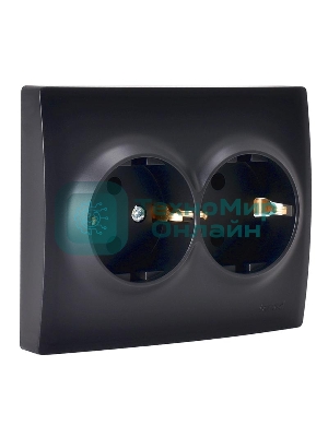 Розетка 2-м СП KARINA термопласт с заземл. черный бархат LEZARD 707-4200-127B