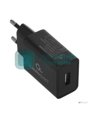 Сетевое зарядное устройство Cablexpert MP3A-PC-21 100/220V - 5V USB 1 порт, 1A, черный