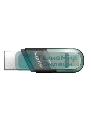 Флешка USB Sandisk IX90N iXpand Flip (SDIX90N-064G-GN6NN), 64Gb, USB 3.1/Lightning, R/W 150/70, зеленый/серебристый