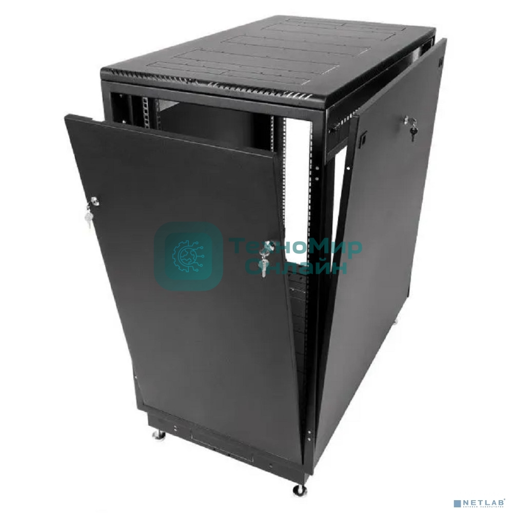 Шкаф телекоммуникационный ЦМО напольный 24U (600 x 800) дверь стекло, черный, ШТК-М-24.6.8-1ААА-9005