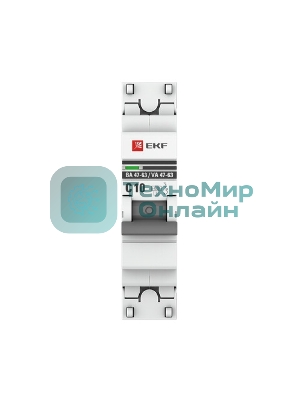 Выключатель автоматический EKF mcb4763-1-10C-pro 1P 10А (C) 4,5kA ВА 47-63 EKF PROxima