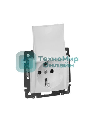 Розетка Valena с заземлением с крышкой (белая)