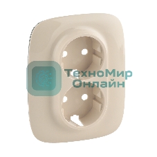 Лицевая панель для двойной силовой розетки 2х2К+З.Слоновая ко