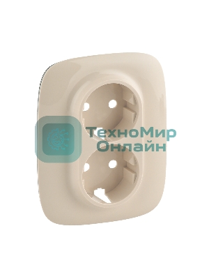 Лицевая панель для двойной силовой розетки 2х2К+З.Слоновая ко
