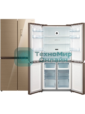 Холодильник Бирюса CD 466 GG бежевый трехкамерный 303/153 л морозилка снизу, No Frost, Side by Side
