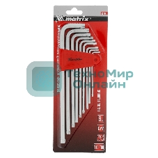Набор ключей Matrix имбусовых torx 9шт: t10-t50 crv экстра-длин сатин.