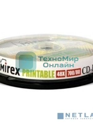 Диск CD-R Mirex 700 Mb, 48х, Cake Box (10), Ink Printable (10/300)