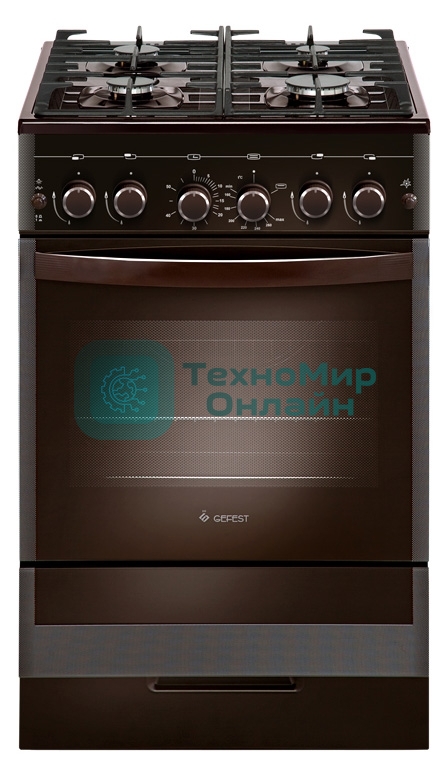 Плита комбинированная Gefest ПГЭ 5502-02 0045 коричневый, конфорок 4 газовых, духовка 55 л, 50 см x 85 см x 58.5 см