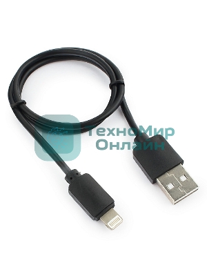 Кабель USB Гарнизон GCC-USB2-AP2-0.5M AM/Lightning, для iPhone5/6/7, IPod, IPad, 0.5м, черный, пакет