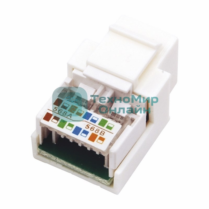 Модуль Rexant Keystone Jack RJ-45(8P8C), UTP неэкранированный, cat.5e, тип 180 градусов, белый