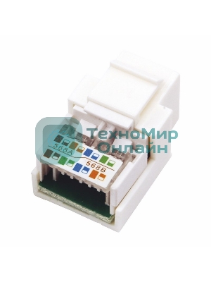 Модуль Rexant Keystone Jack RJ-45(8P8C), UTP неэкранированный, cat.5e, тип 180 градусов, белый