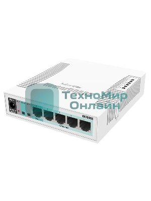 Коммутатор сетевой MikroTik RB260GS RouterBOARD 260GS 5-port Gigabit smart switch with SFP cage, SwOS, plastic case, PSU