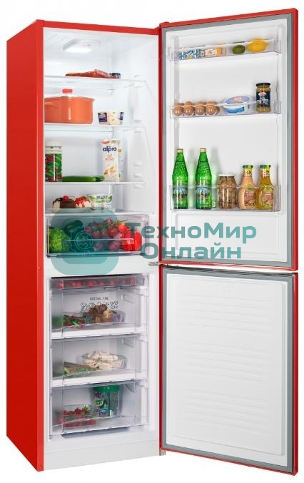 Холодильник Nordfrost NRB 162NF R красный двухкамерный 205/105 л морозилка снизу