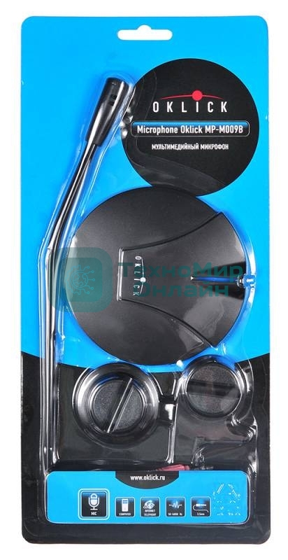 Микрофон проводной Oklick MP-M009B 1.8м черный