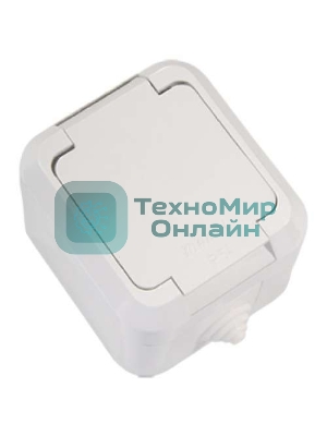 Розетка 1-м Makel ОП 16А IP44 п/герм. с защ. крышкой с заземл. белый