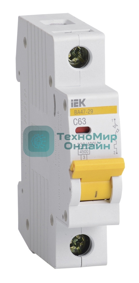 Выключатель автоматический IEK MVA20-1-063-C ВА47-29 1Р 63А 4,5кА х-ка С IEK