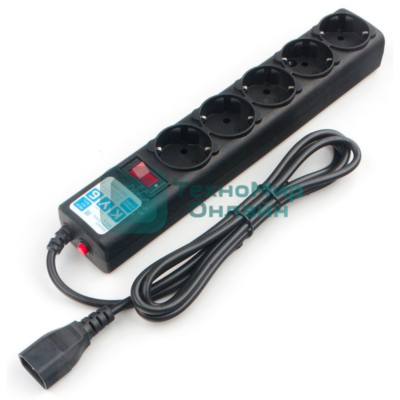 Сетевой фильтр Power Cube SPG5-В1 PC 0,5 м, 5 р, черный 10А, UPS(C14), SPG5-В1